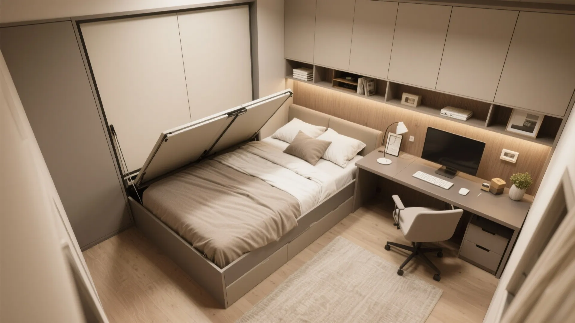 6. Murphy Bed Meets Work Station