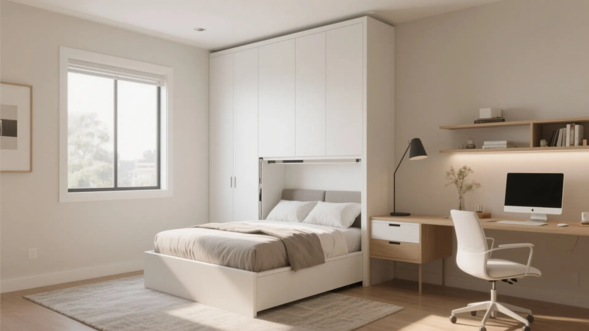 1. Minimalist Murphy Bed Setup