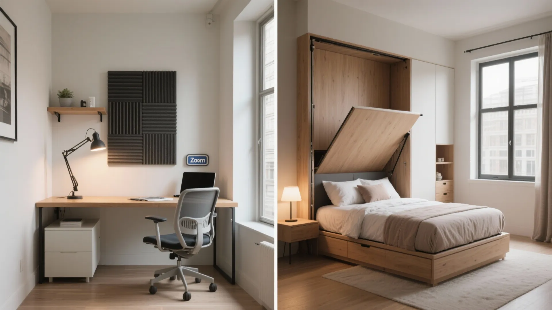 Convertible Guest Room: Murphy Bed + Wall Desk