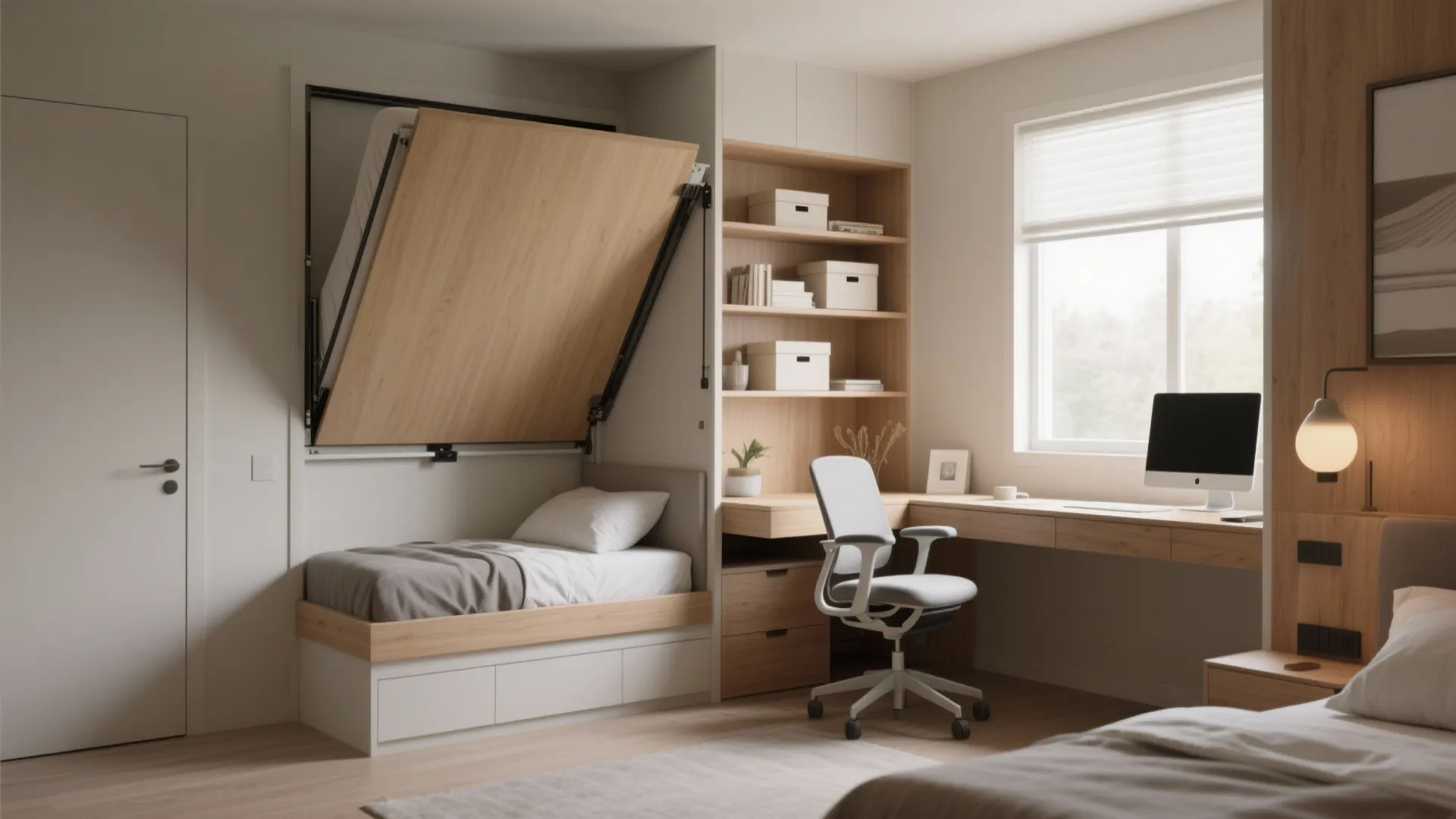 5. Flexible guest-bedroom/office with Murphy bed