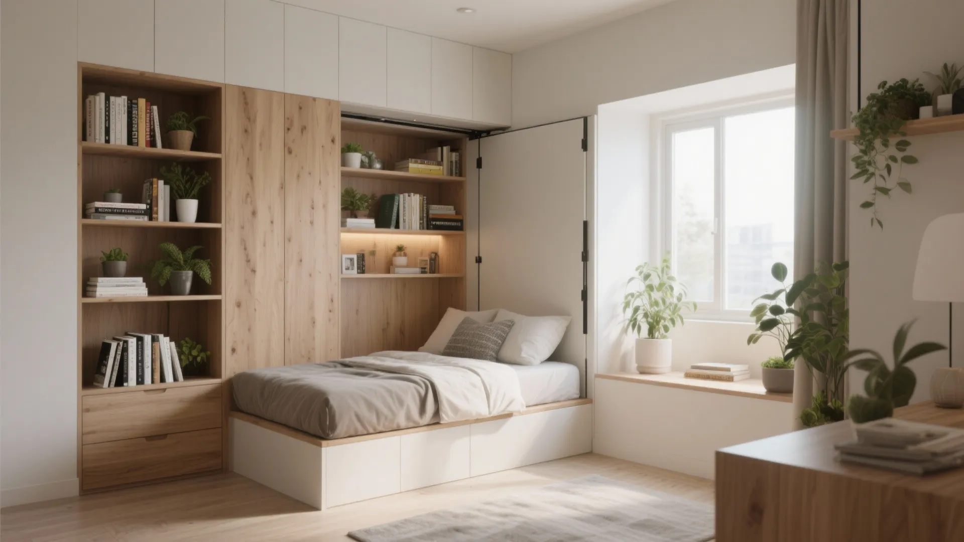 1. Invest in a Wall Bed with Storage