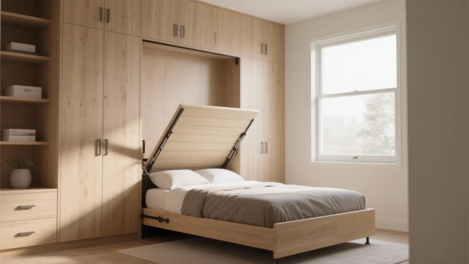 1. Classic Murphy Bed with Built-in Storage