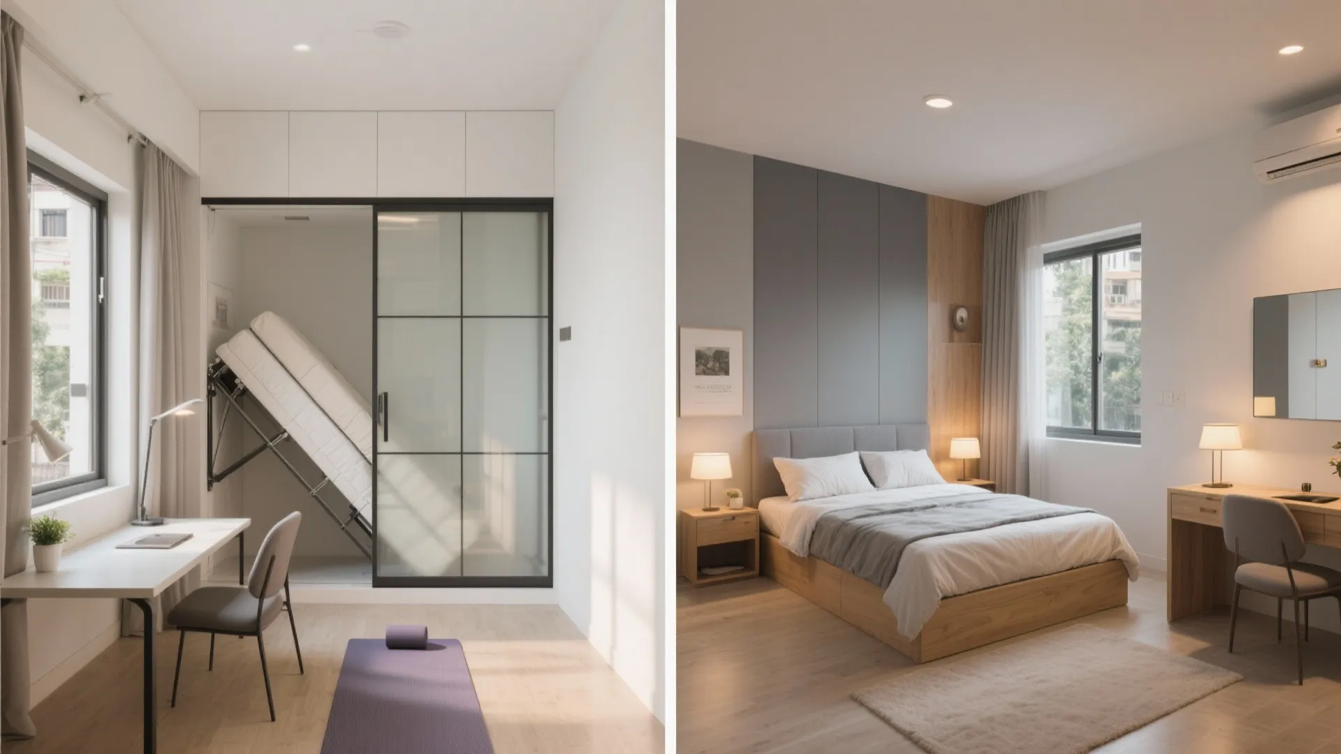 Flexible rooms: sliding partitions, fold-away beds, and smart furniture