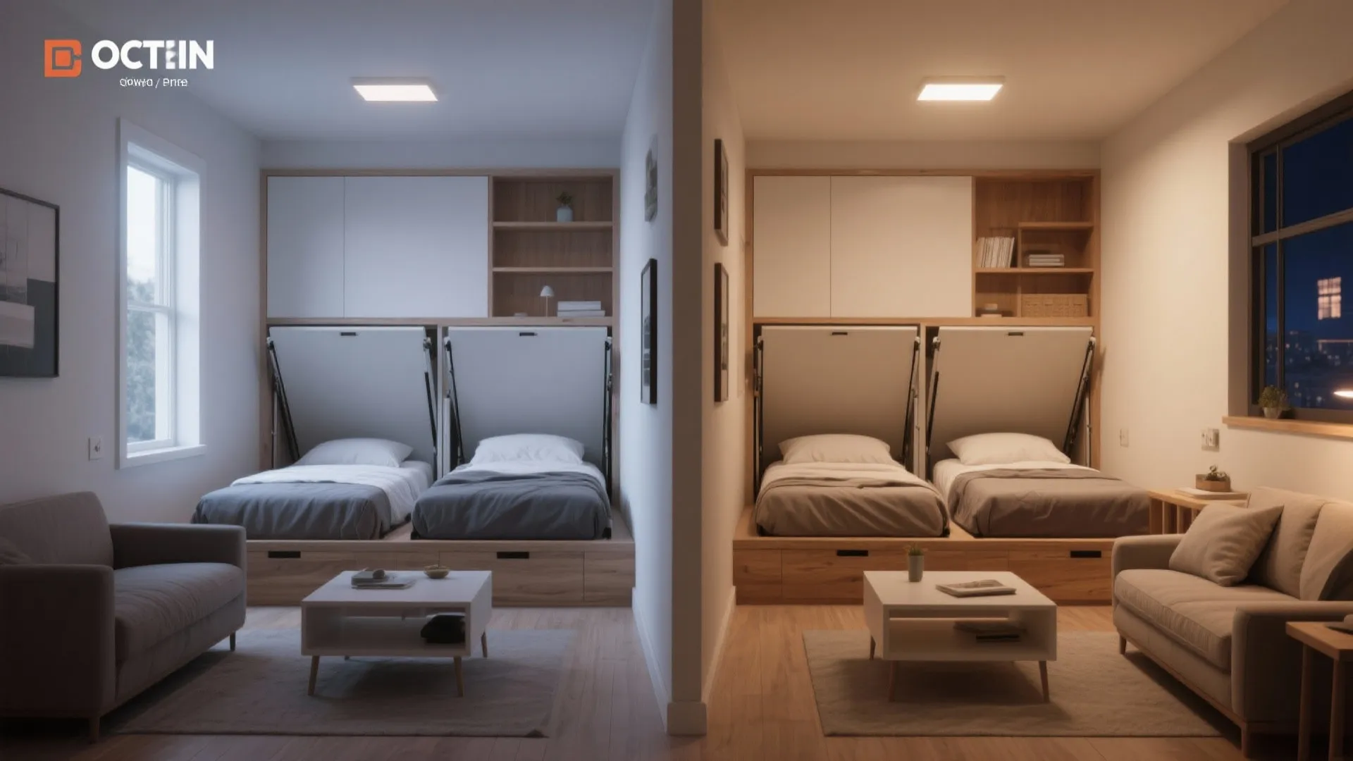 2. Twin wall beds that hide away