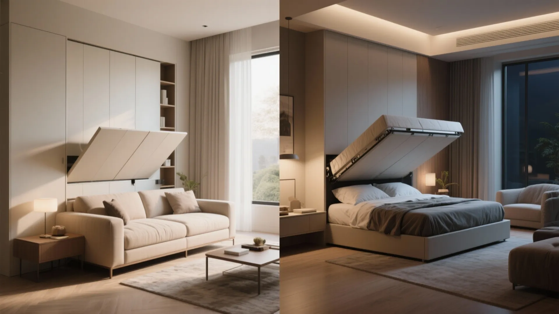 4. Murphy-style wall bed with a custom frame