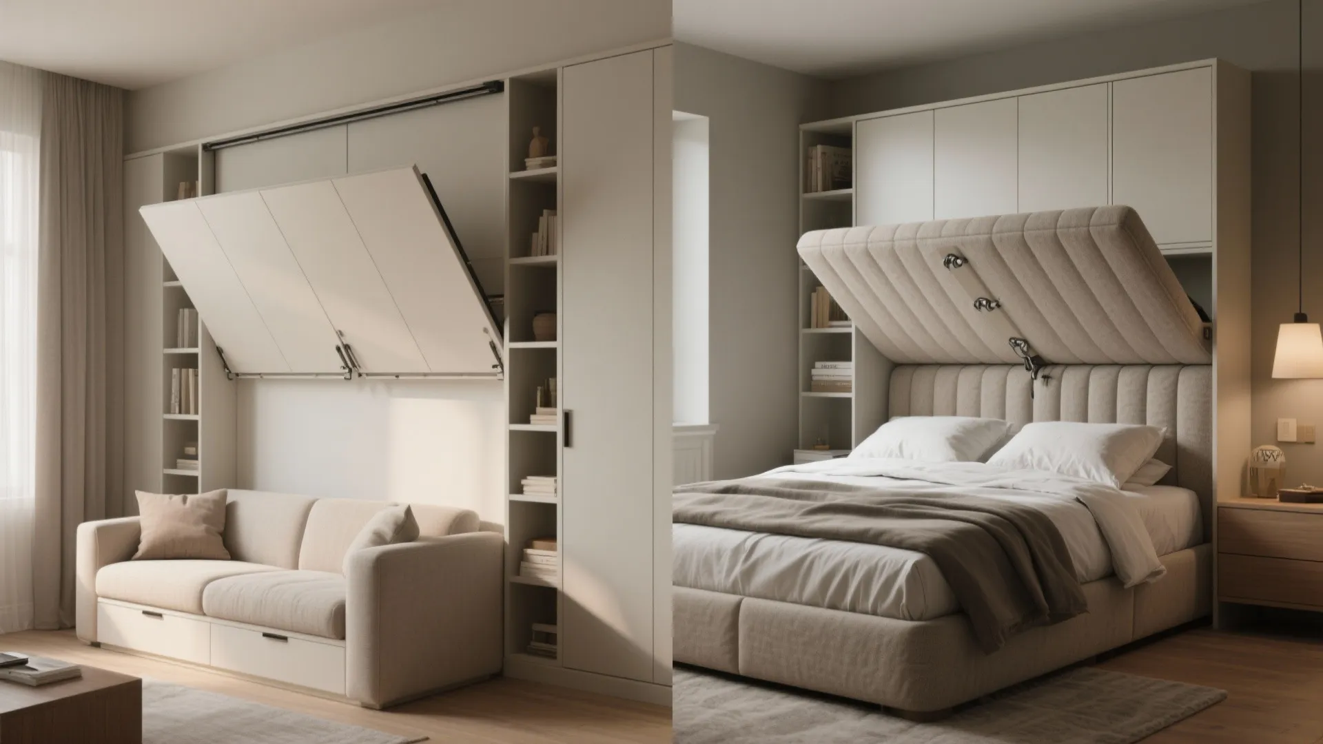 4. Murphy bed with a multifunctional face