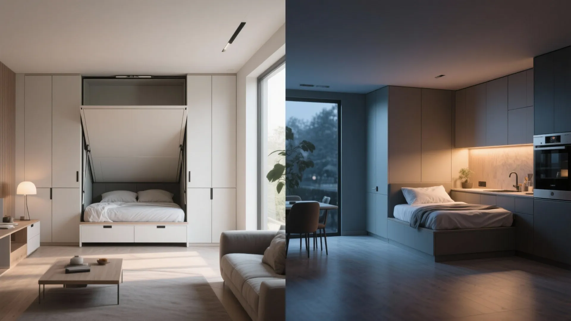 5. Murphy bed with adjacent modular storage