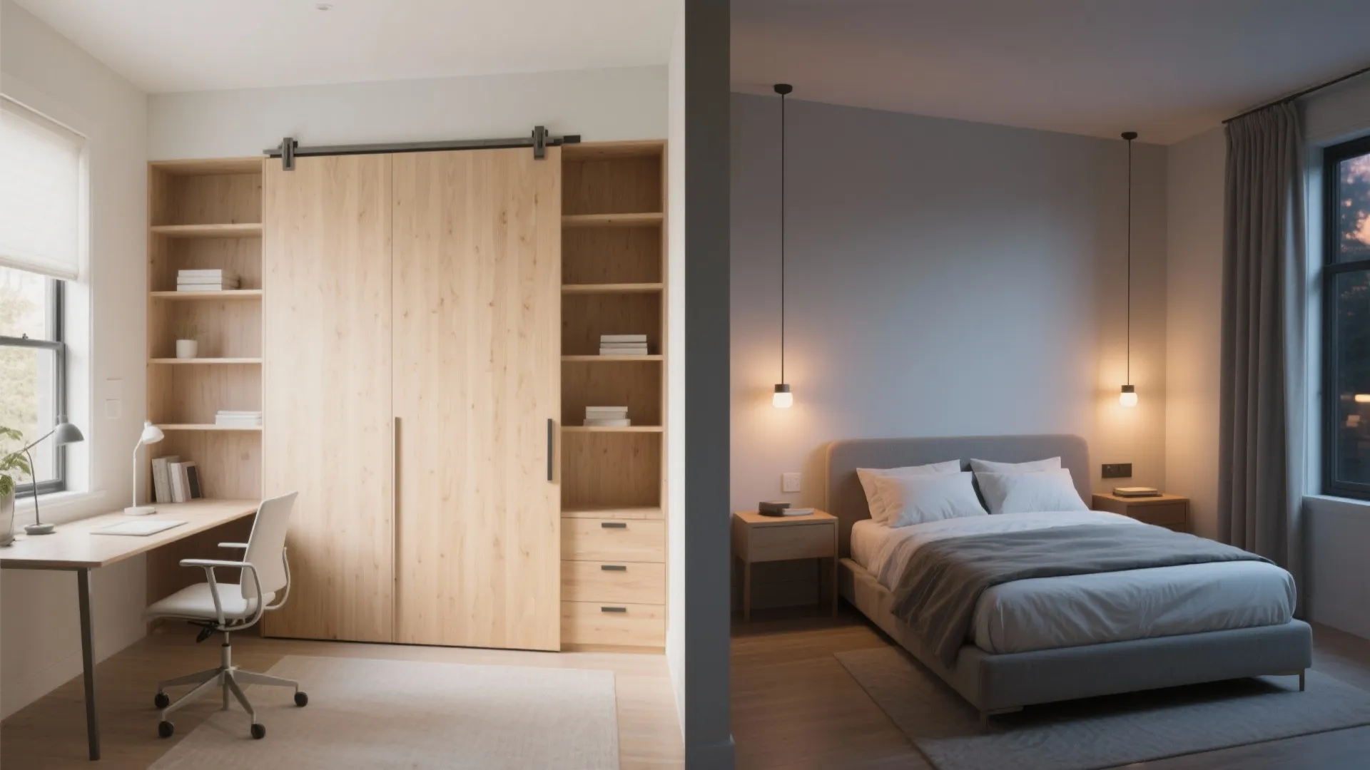 Murphy-Style Queen or Convertible Day-Night Configuration