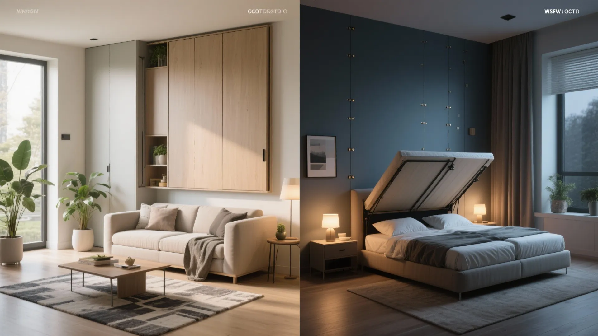 4. Murphy bed + fixed daybed combo