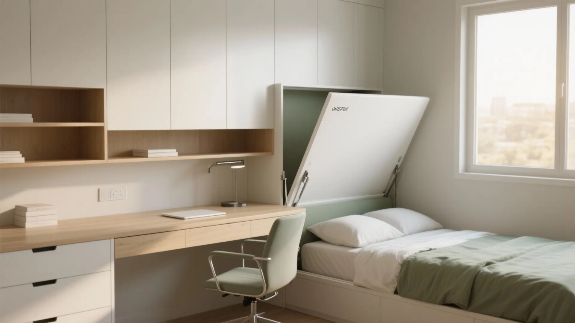 1. Murphy bed with a built-in desk