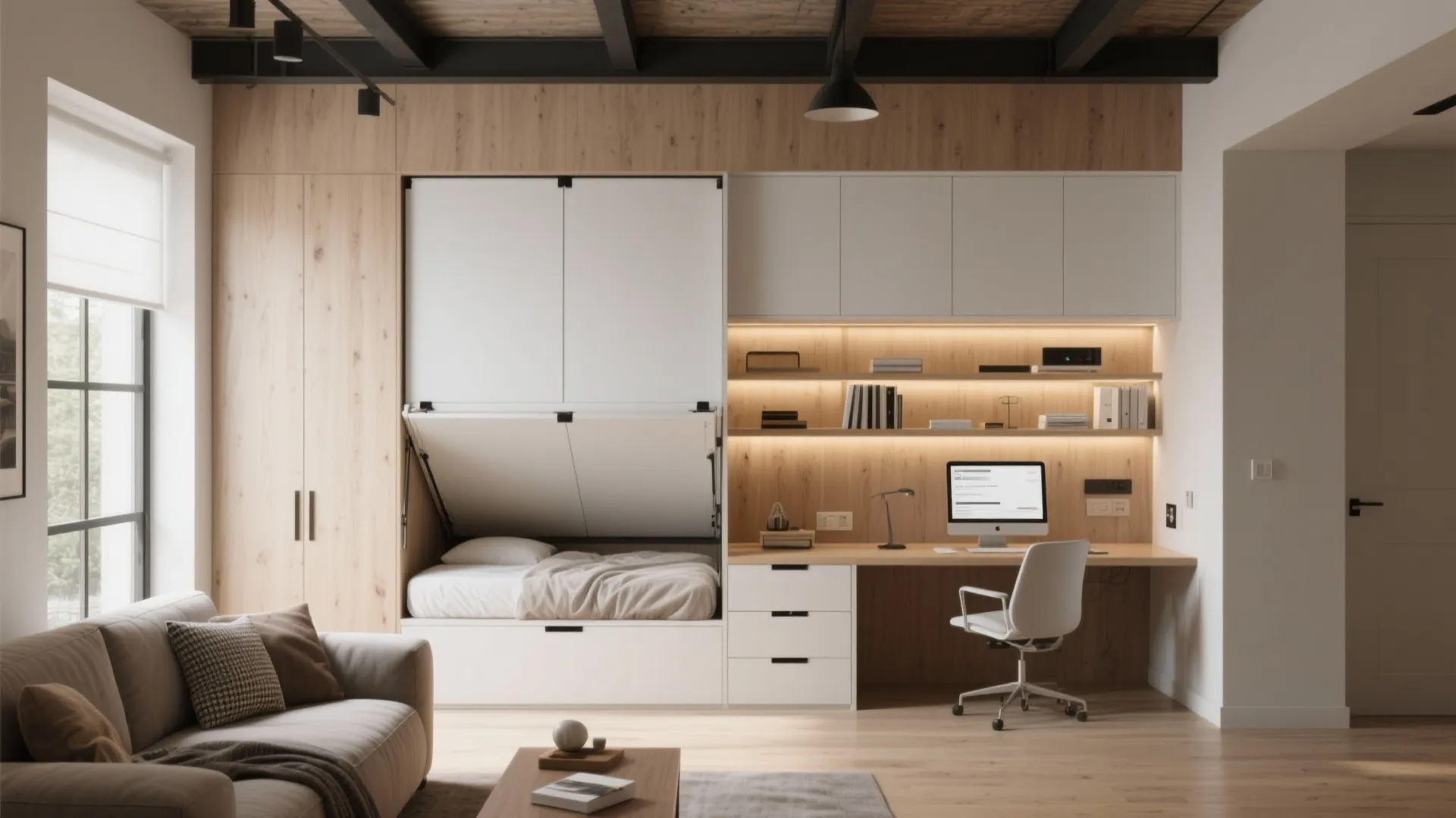 2. Murphy Beds with Integrated Desks