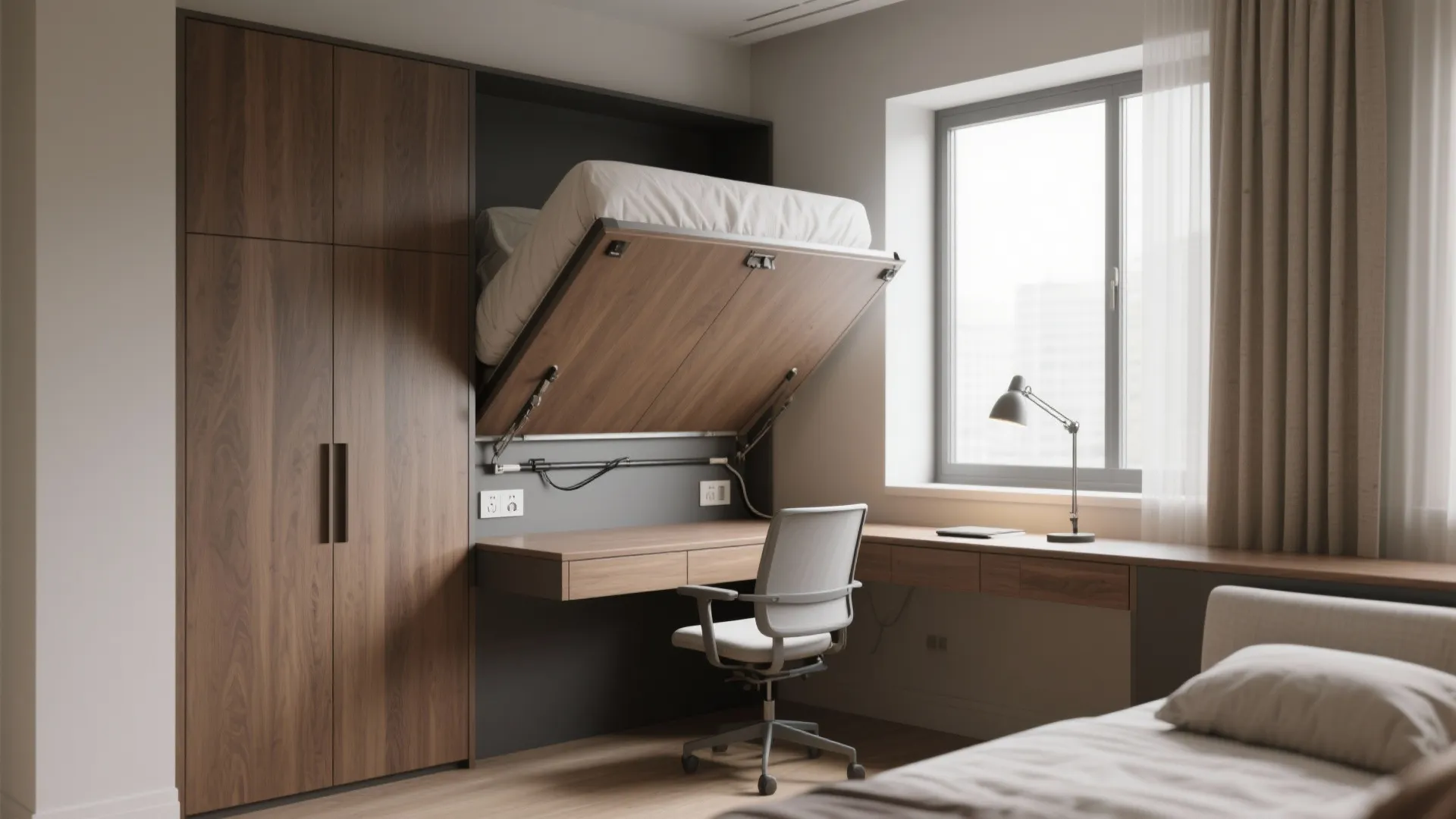 1. Murphy bed + integrated desk