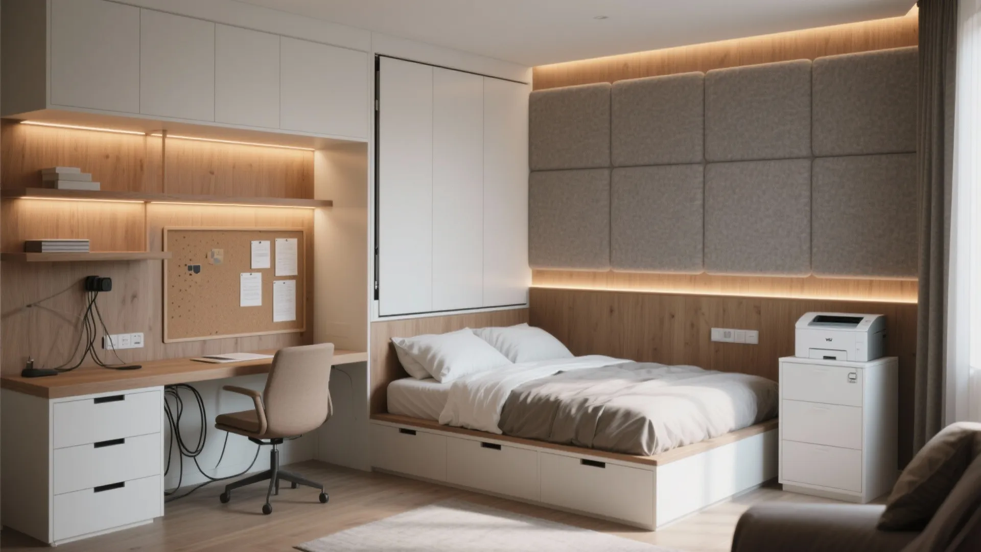 Murphy Bed + Fold-Down Desk in the Bedroom