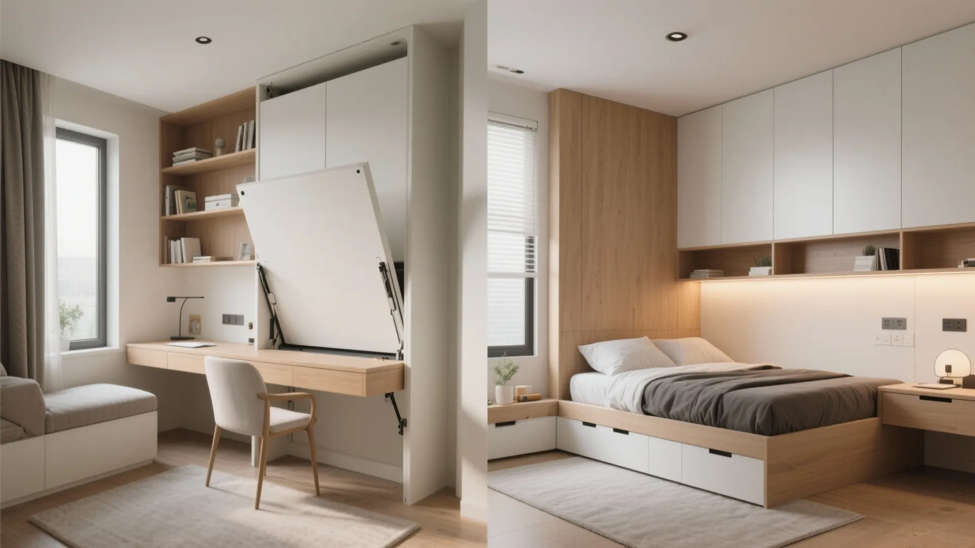 5. Convertible Wall Bed with Integrated Desk