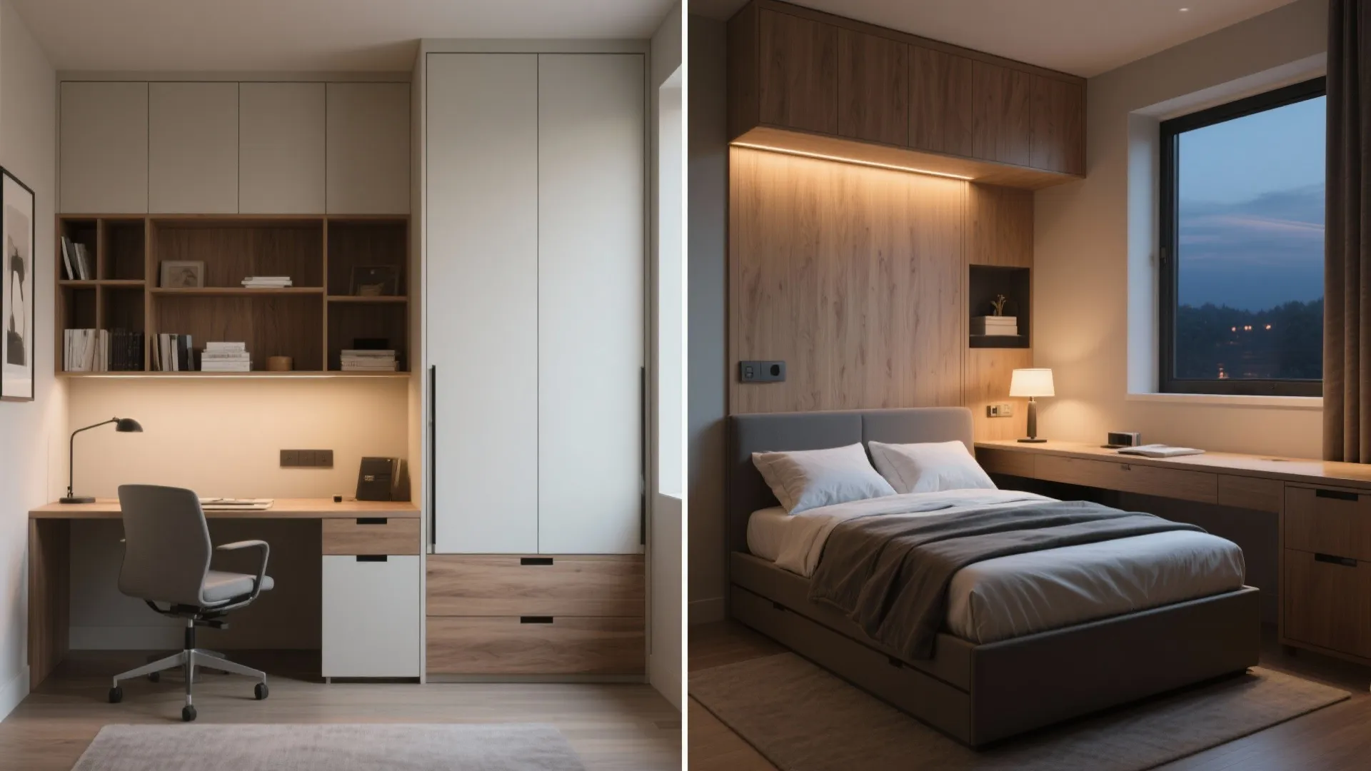 2. Murphy bed + wall desk hybrid