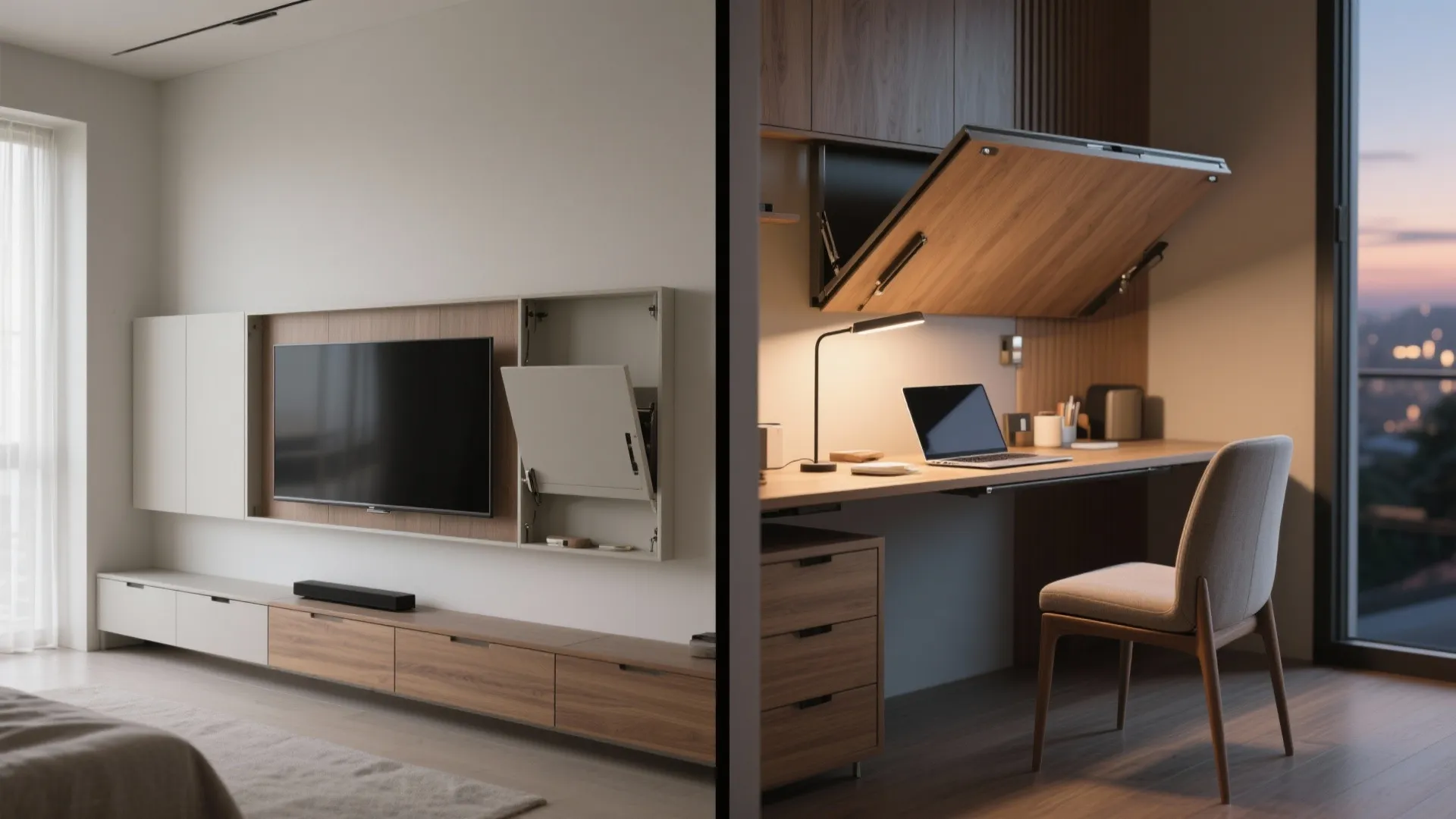 2. Fold-down wall desk (Murphy desk)