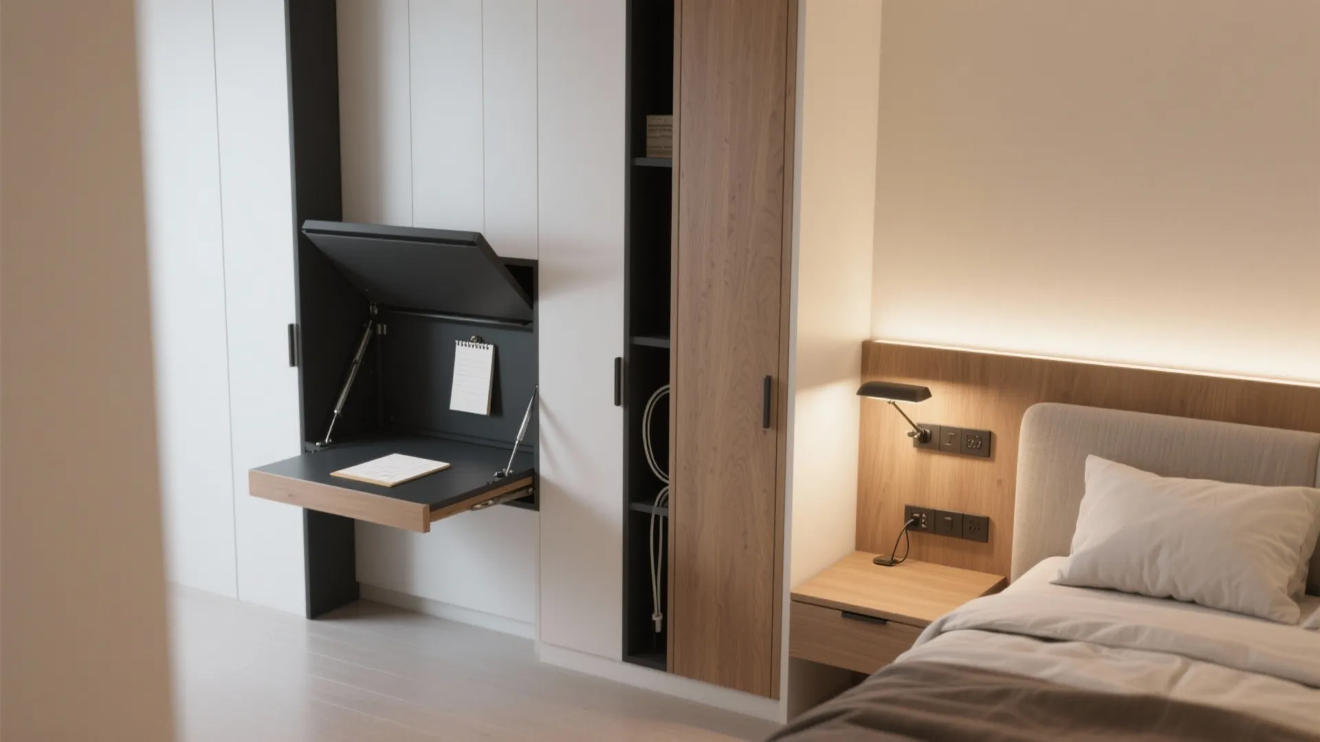 Idea 4: Murphy Bed + Flip-Down Surface
