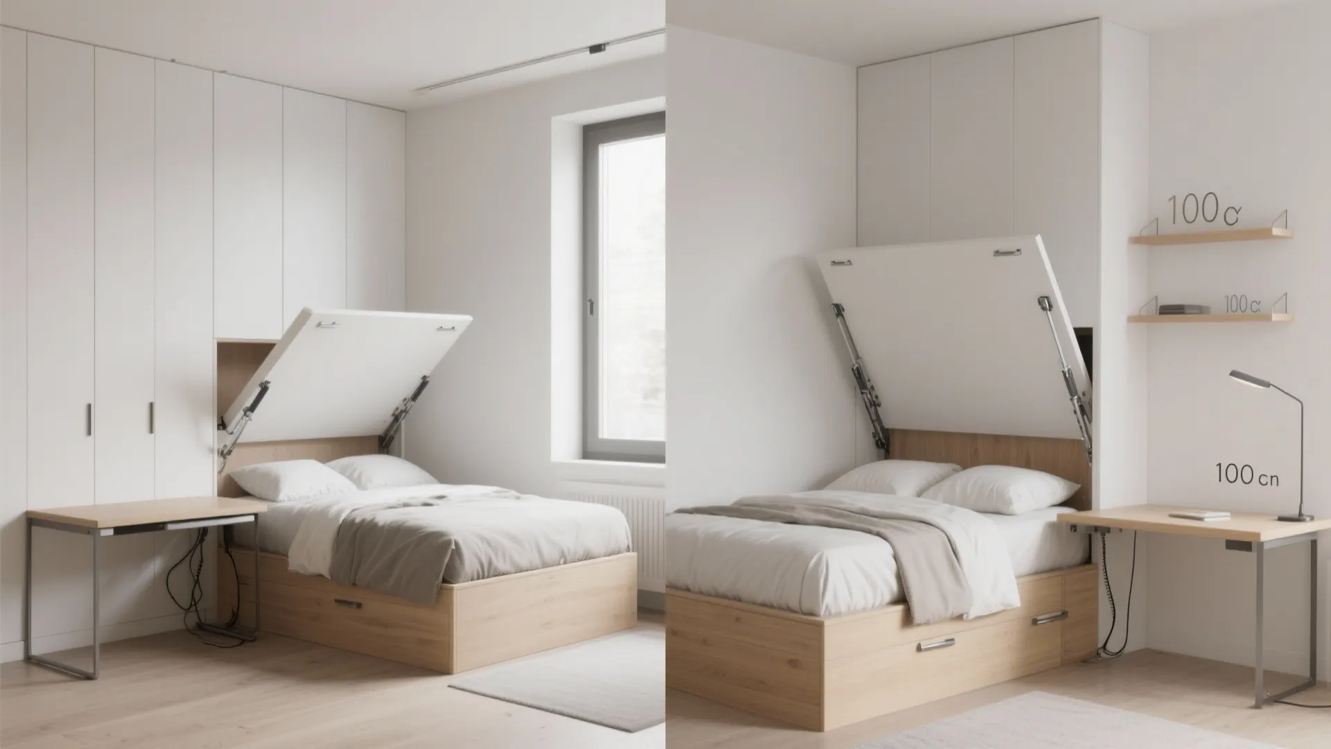 Corner Murphy Bed + Fold-Down Table