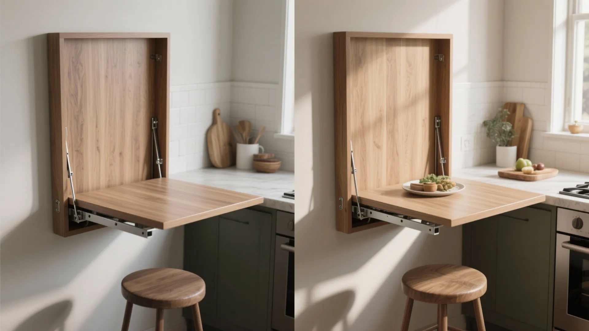 5. Wall-mounted fold-down island (Murphy island)