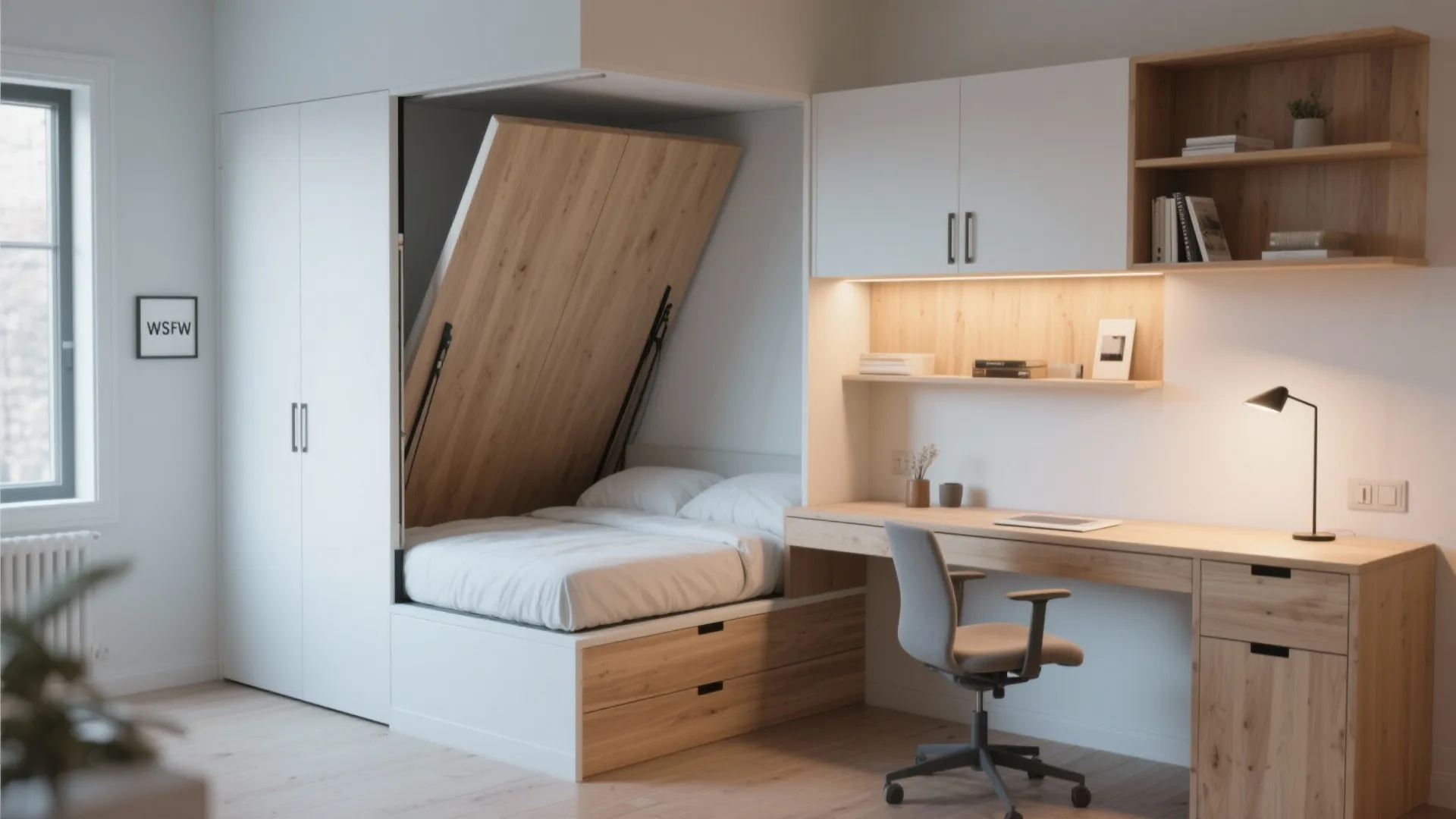 1. Multi-function furniture: sleep, store, work