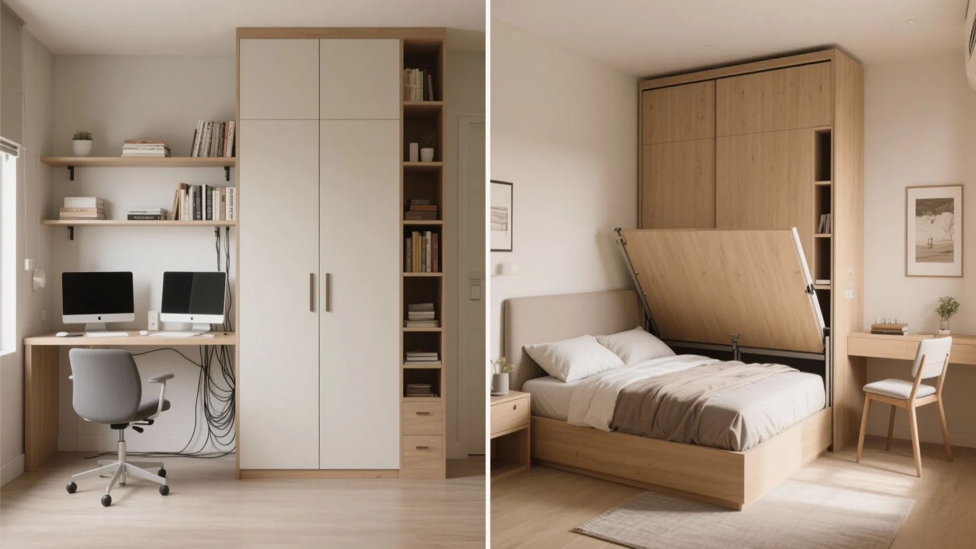 Murphy Bed + Hybrid Home Office in the Second Bedroom