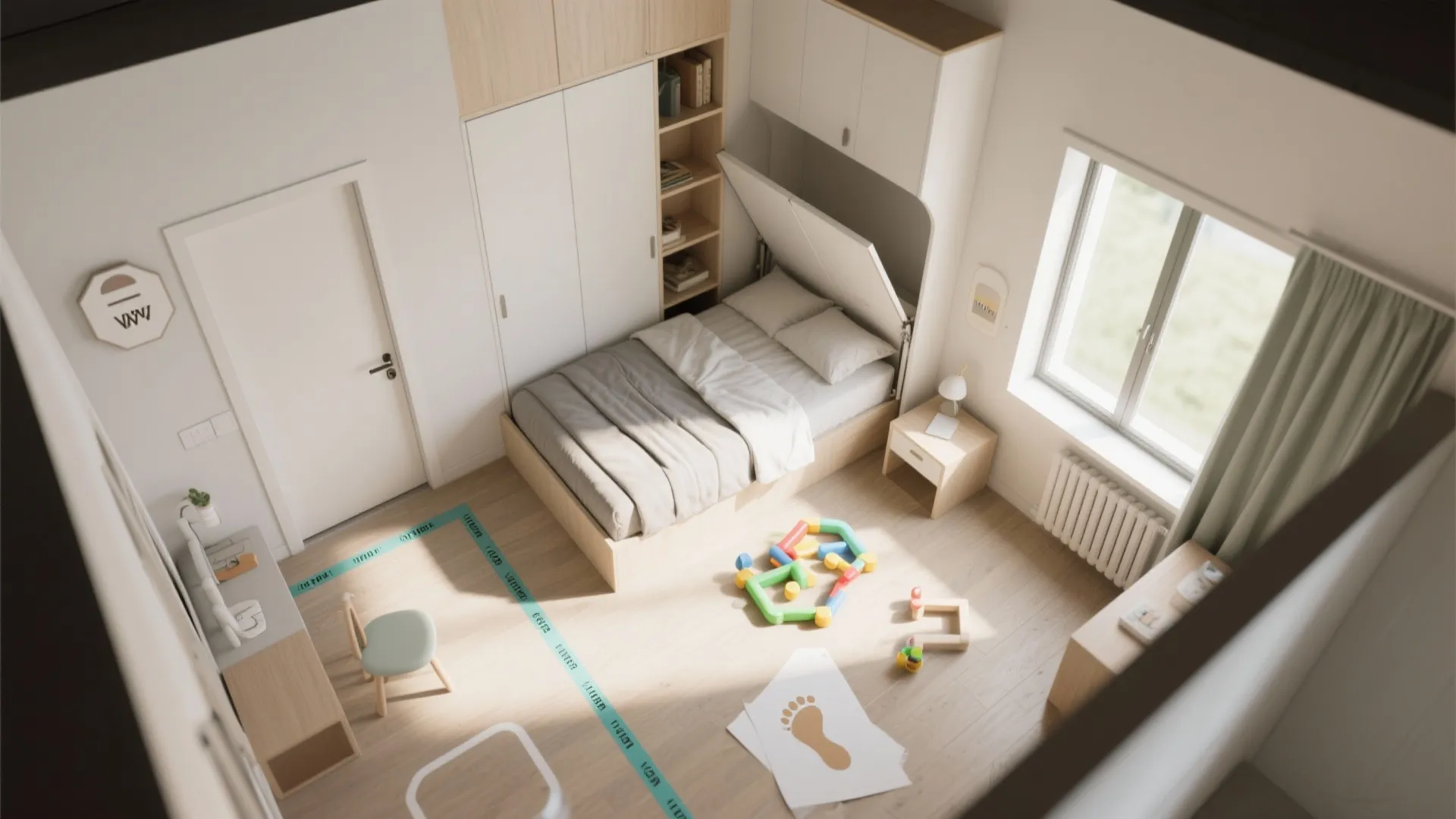 3. Murphy bed with fold-down play area