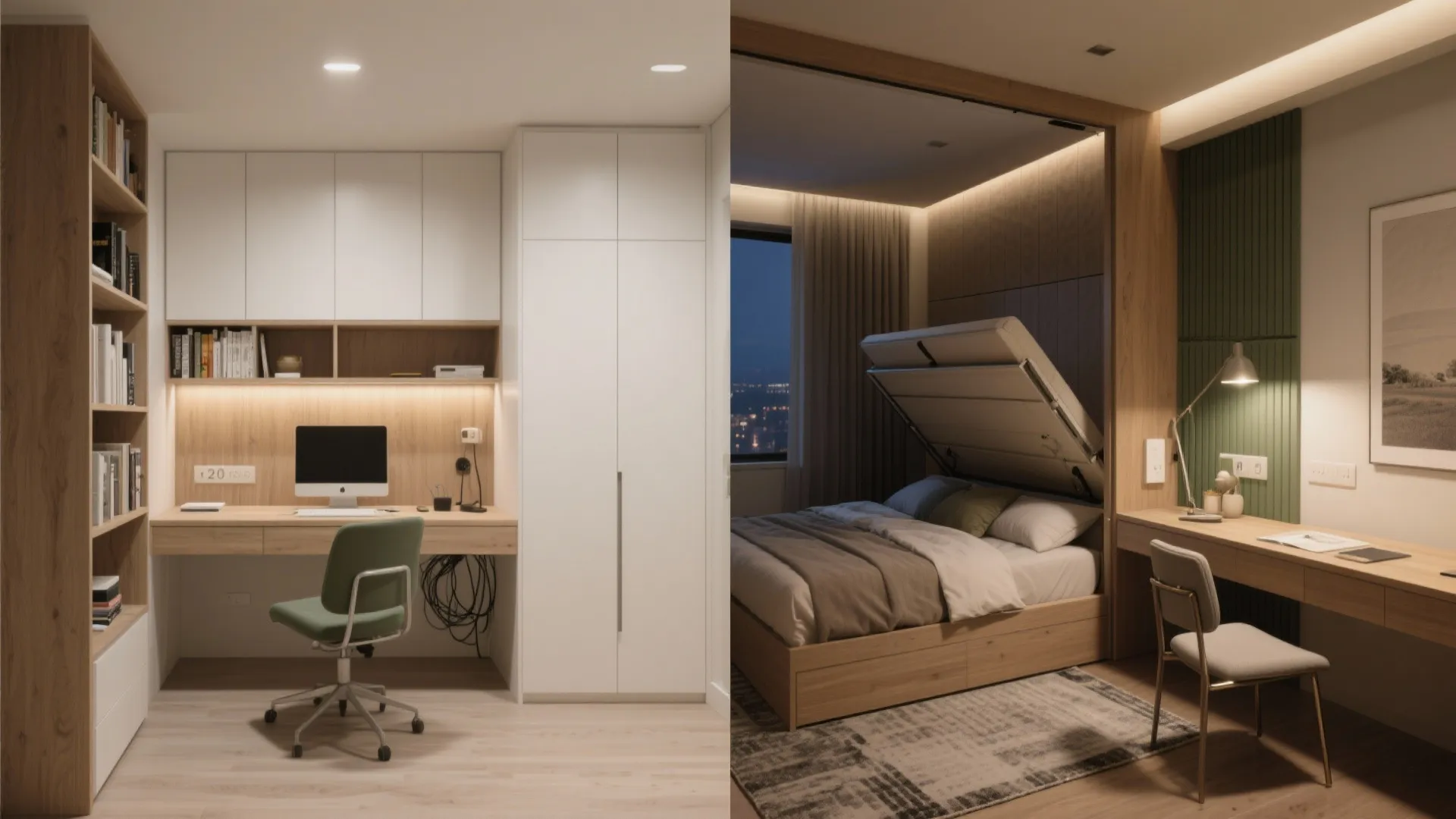 Dual-purpose second bedroom: study by day, guest room at night