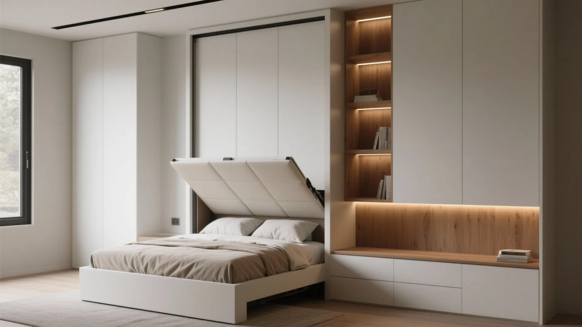 3. Murphy Bed with Surrounding Shelving
