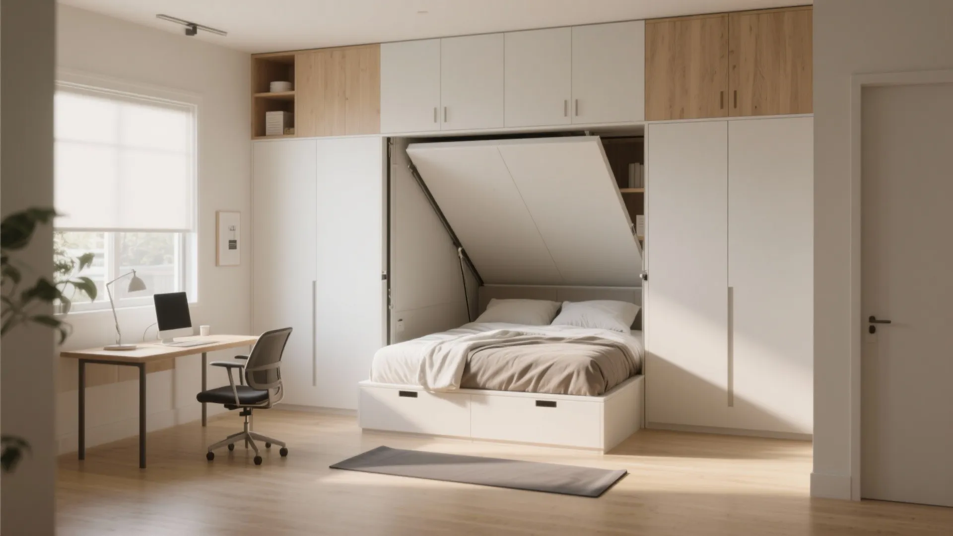 1. Murphy bed with built-in storage