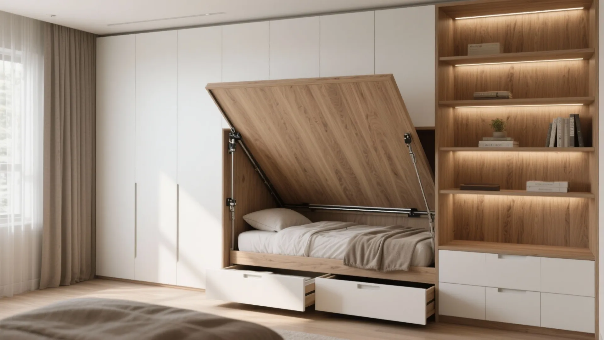 1. Murphy bed with built-in storage