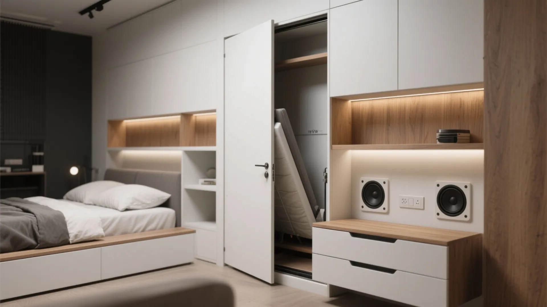 2. Murphy Bed with Custom Storage