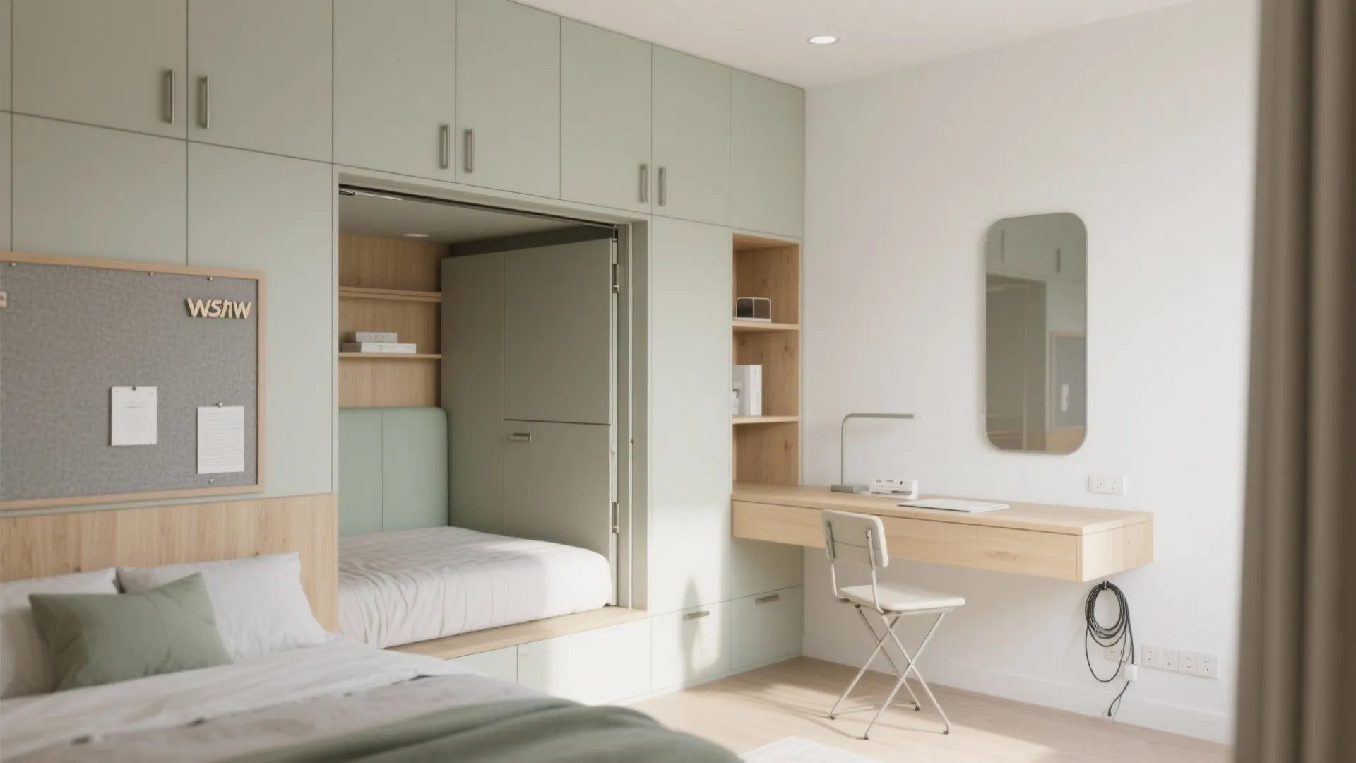 Multi-functional second bedroom: study, guest room, and storage