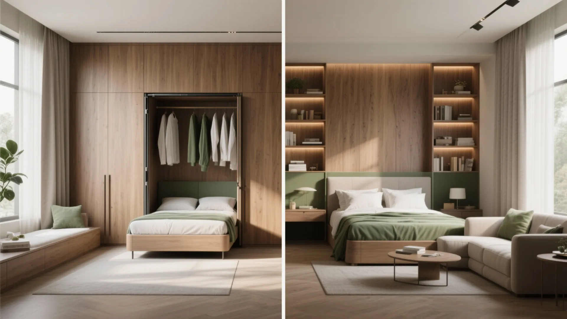 5) Murphy bed / multifunctional master suite