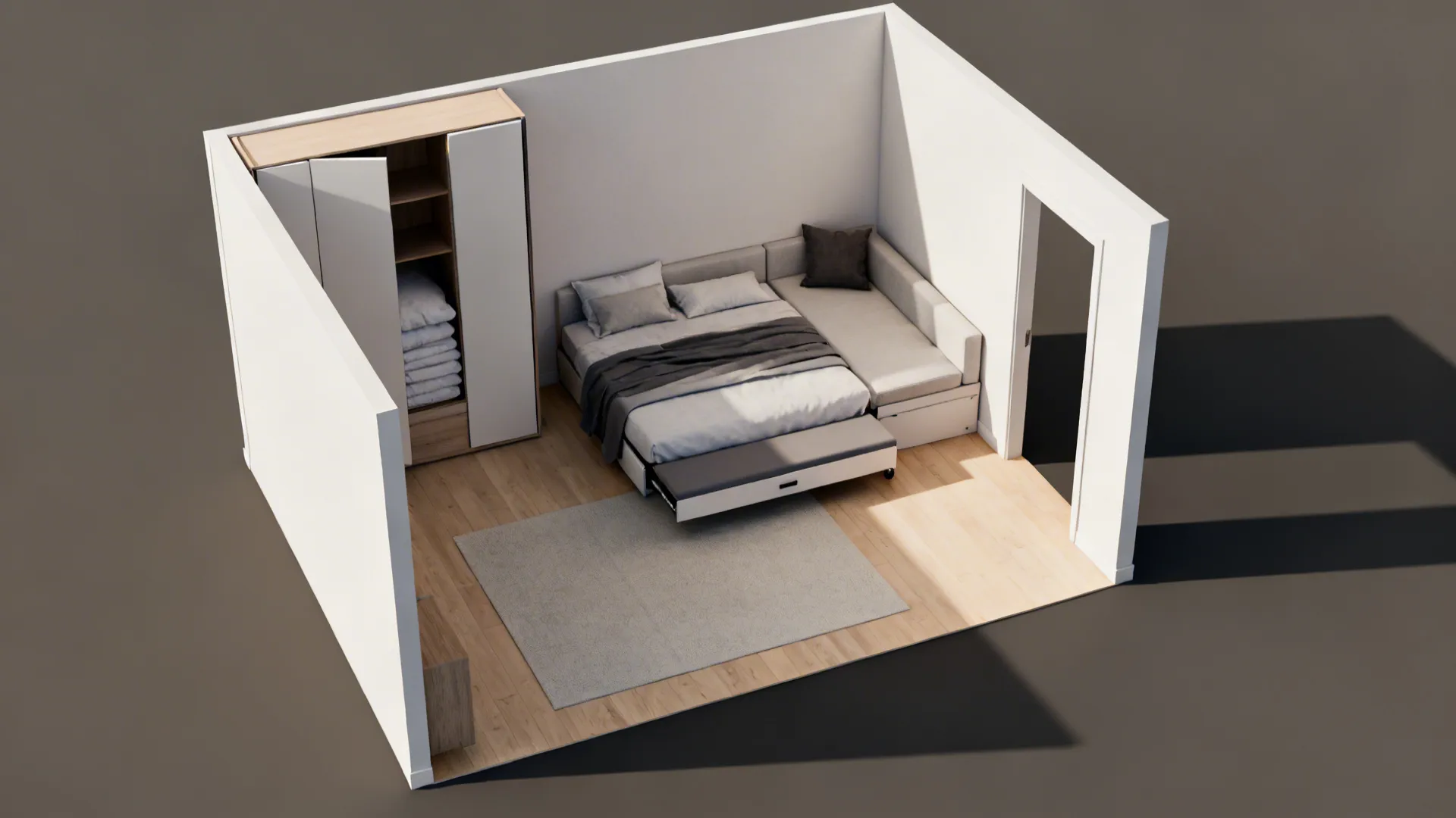 3. Murphy bed + trundle + daybed