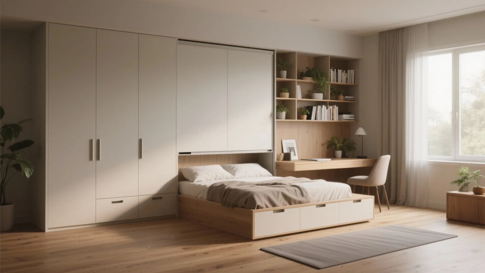 1. Murphy (Wall) Bed with Built-in Storage