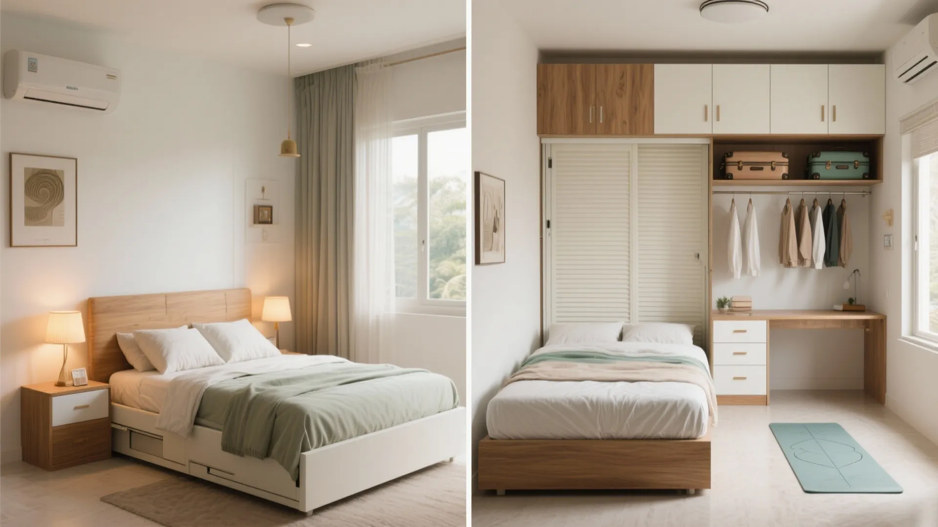 Bedroom Storage Wall with a Smart Fold-Down Bed