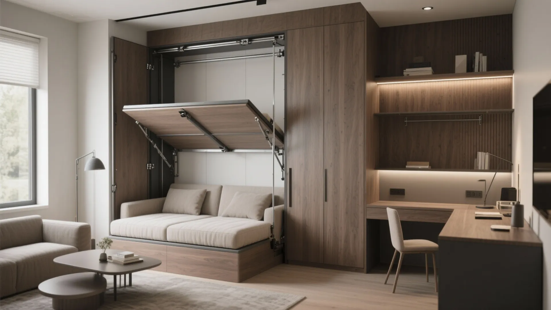 2. Murphy bed with a wardrobe or desk combo