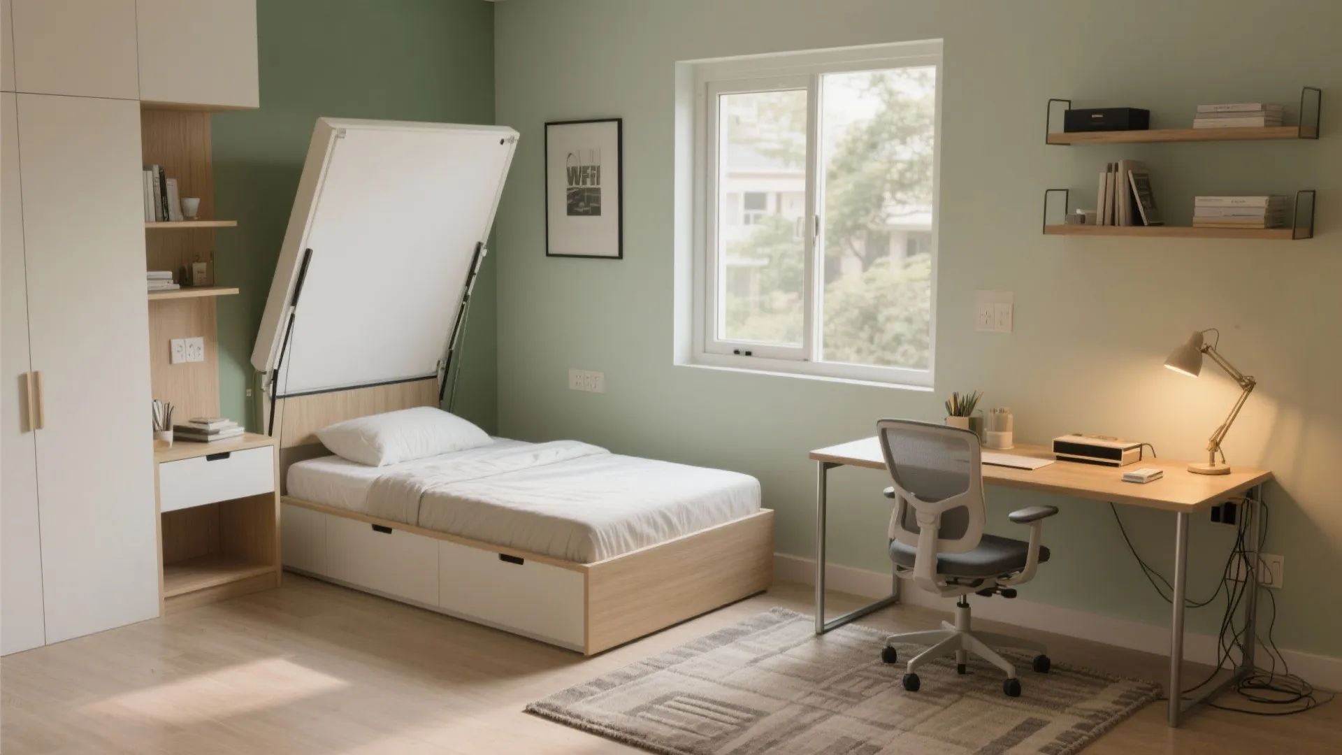 Flex Room: Murphy Bed + Ergonomic Workstation for WFH and Guests