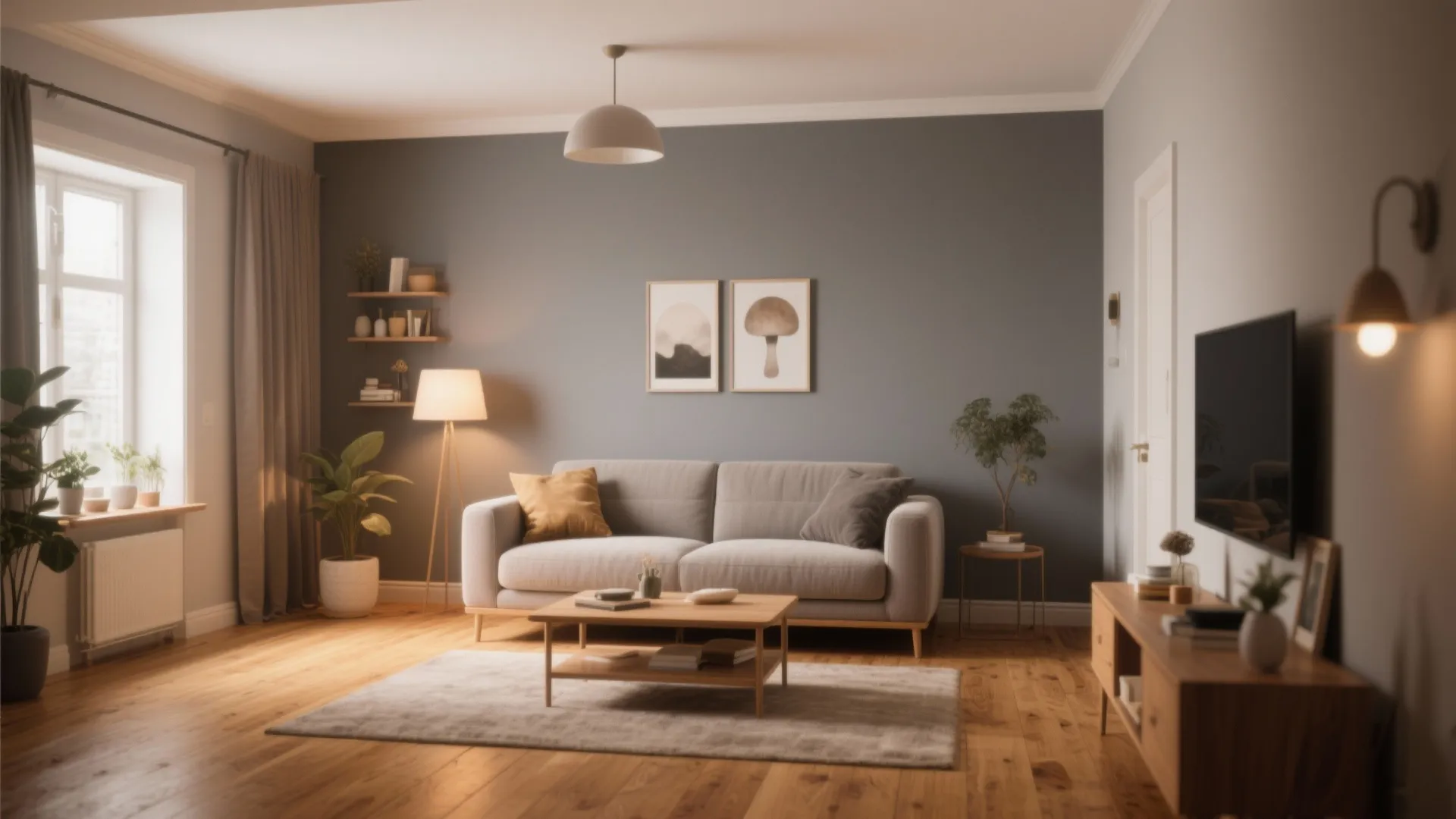 9. Mushroom Gray with Oak Floors