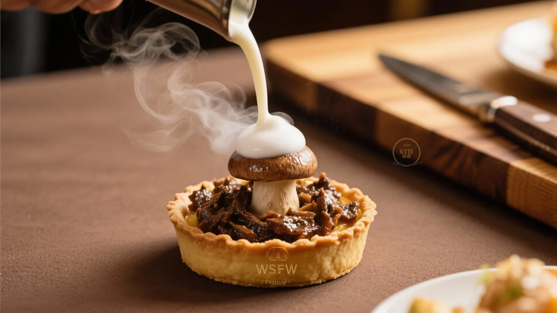 4. Mini Tart of Mushroom Duxelles and Truffle Milk