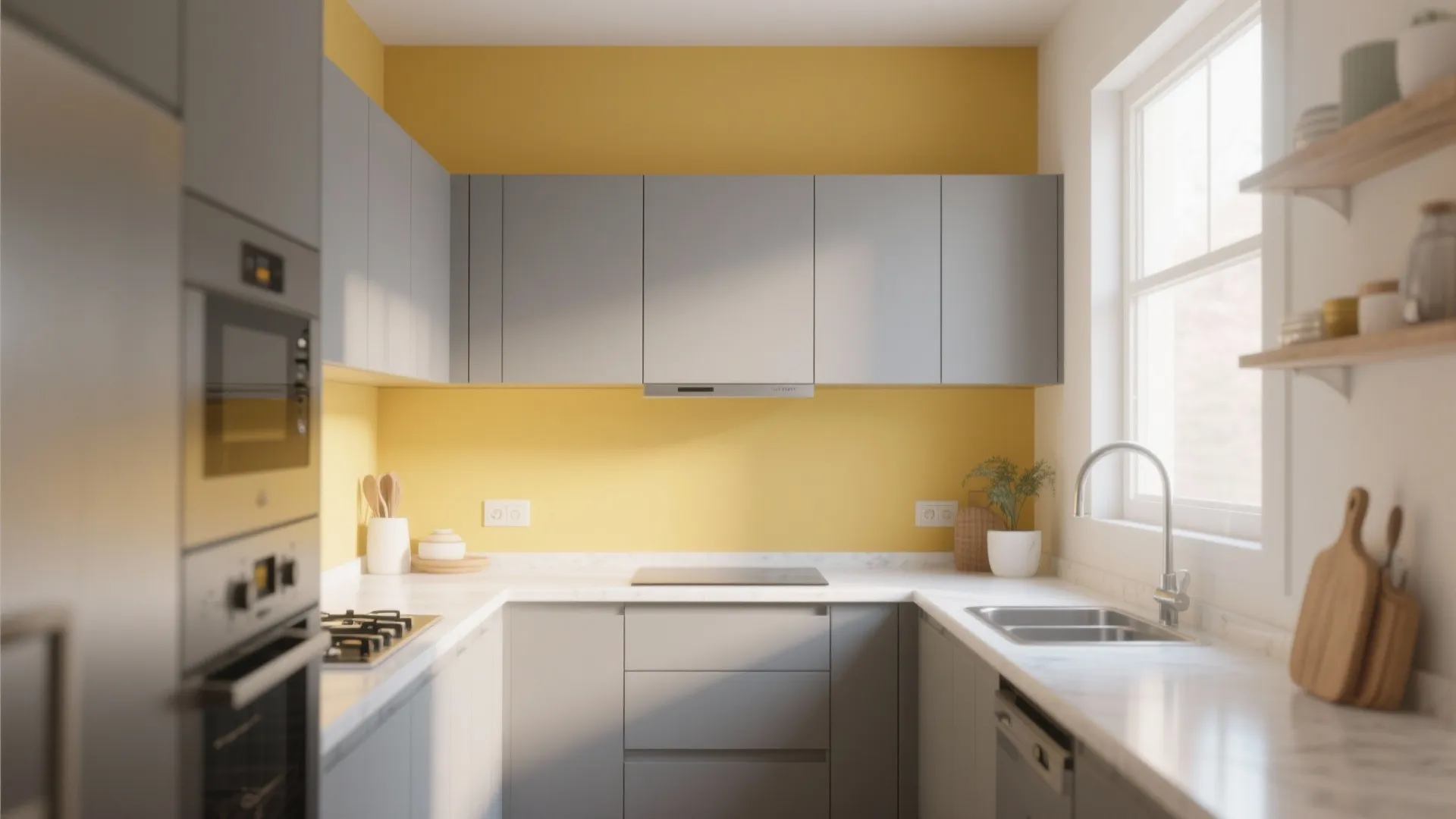 1. Soft Mustard Accent Wall