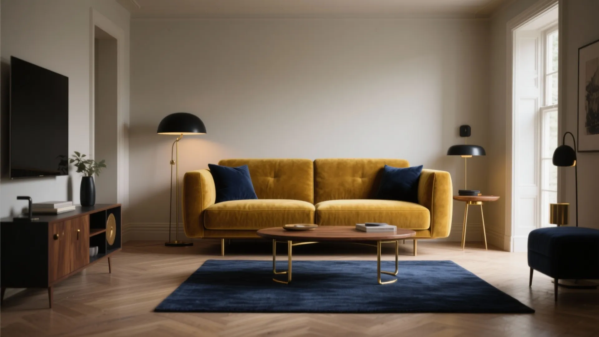 Mustard Yellow with Deep Blue