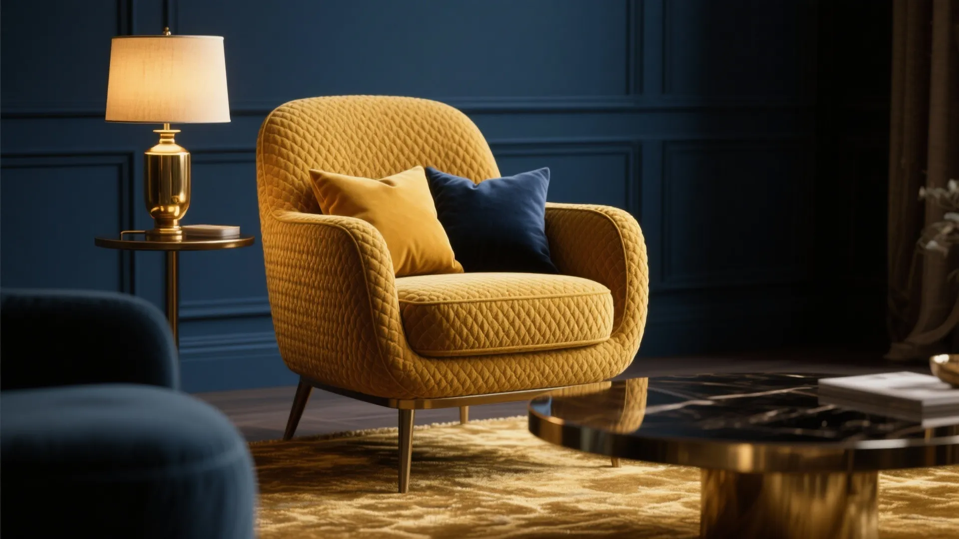 1. Navy Accent Wall + Sunny Textiles