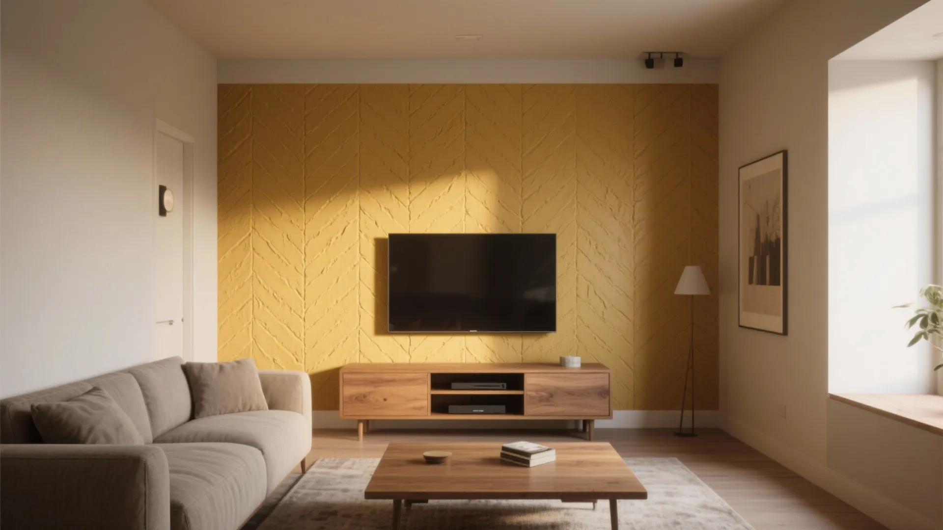 Mustard Herringbone Texture: Hand-Troweled Pattern for Warmth