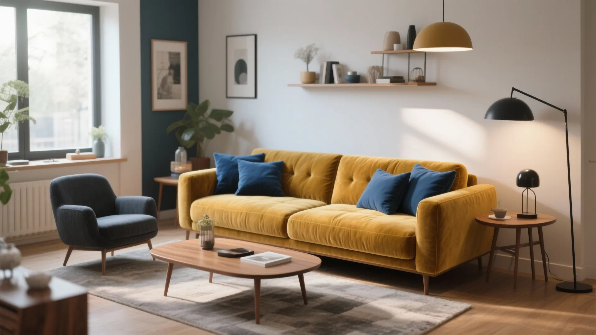 2. Mustard Accent Sofa
