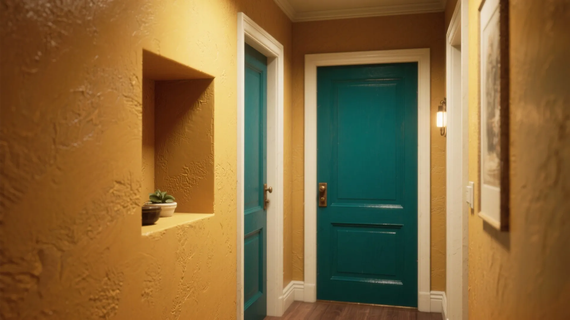 4. Honeyed Mustard with Deep Teal Details