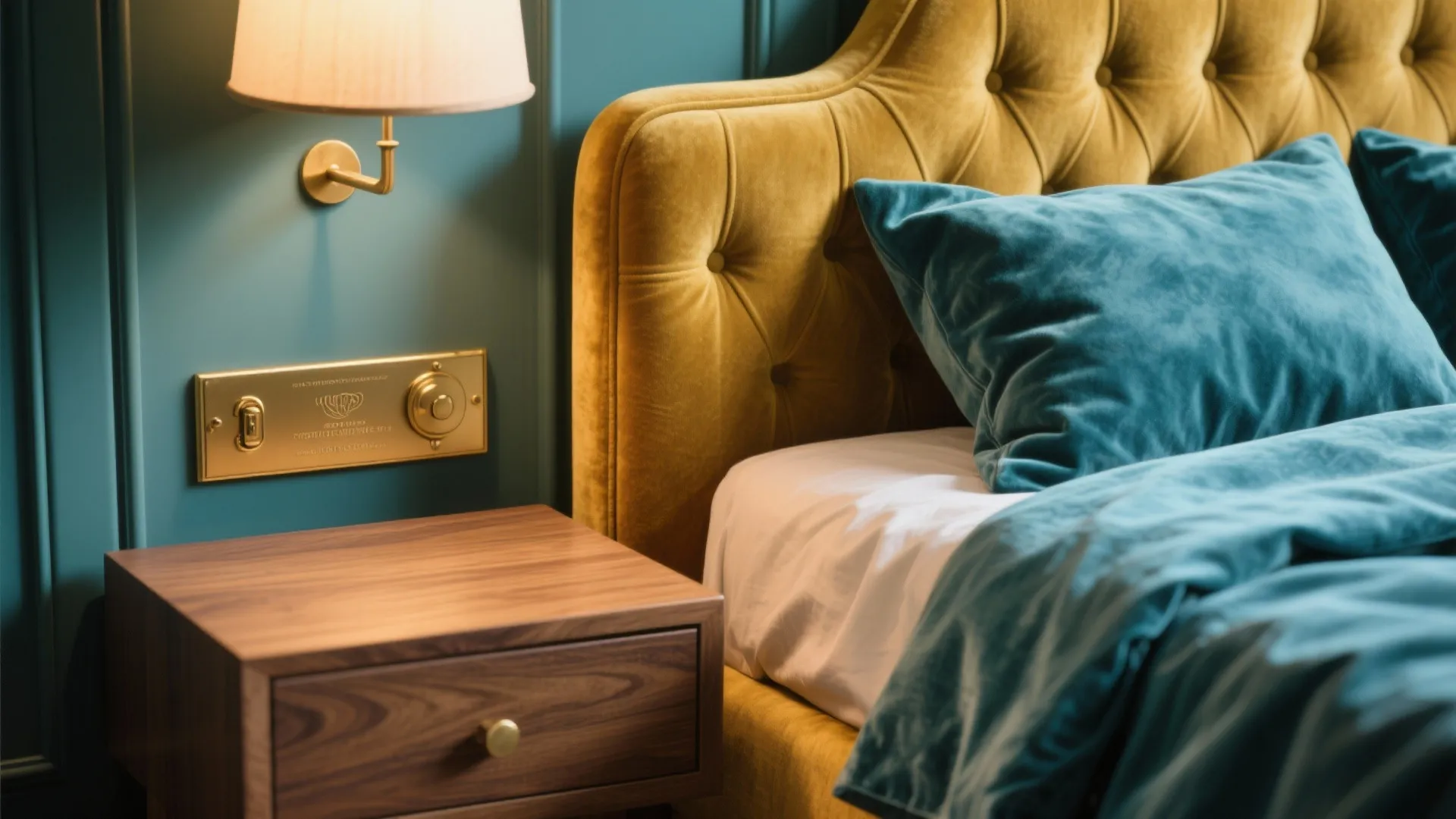 3. Retro Playroom-Adult Bedroom: Mustard Velvet + Teal Blue