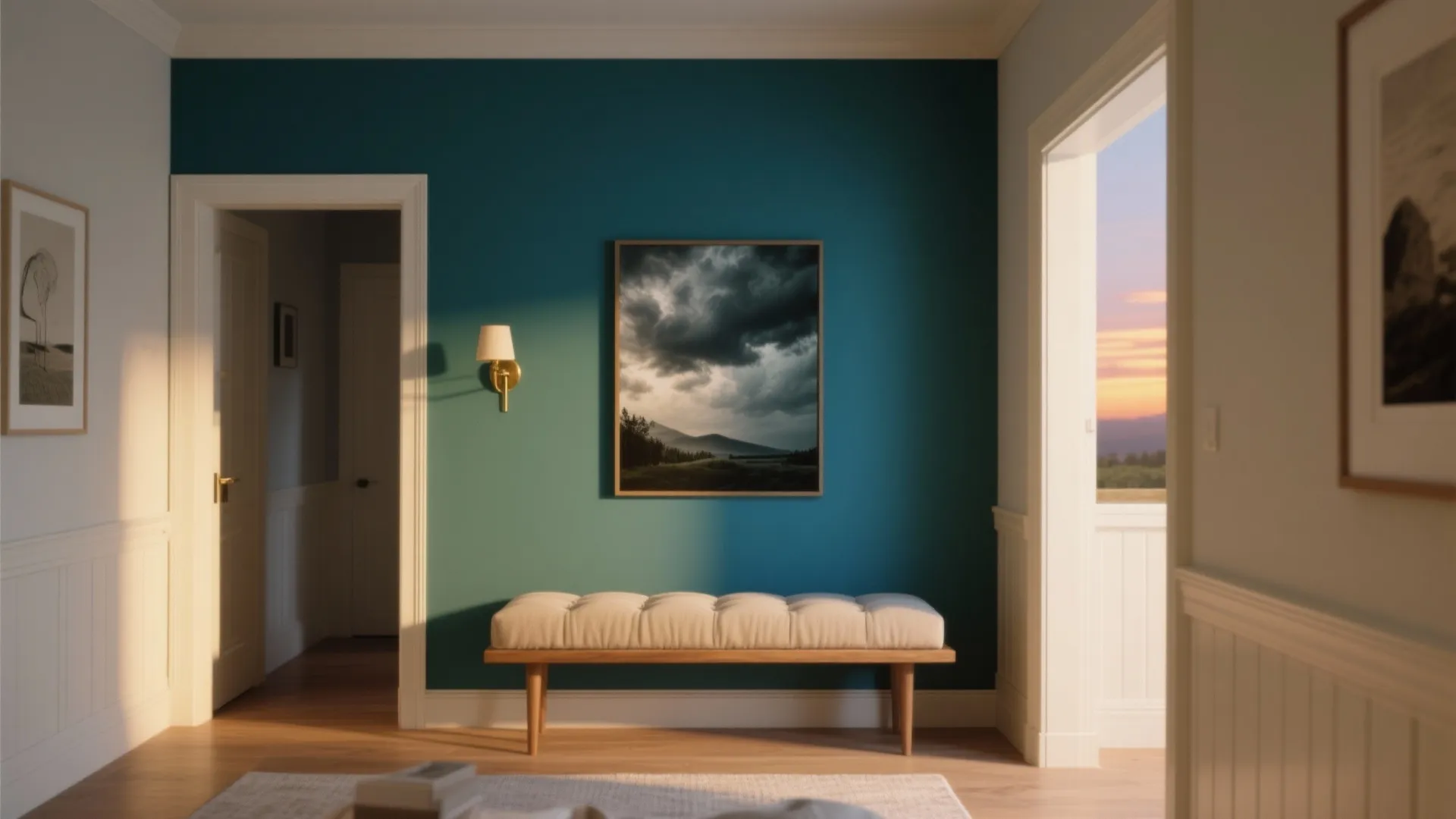 Accent Wall in a Muted, Saturated Hue