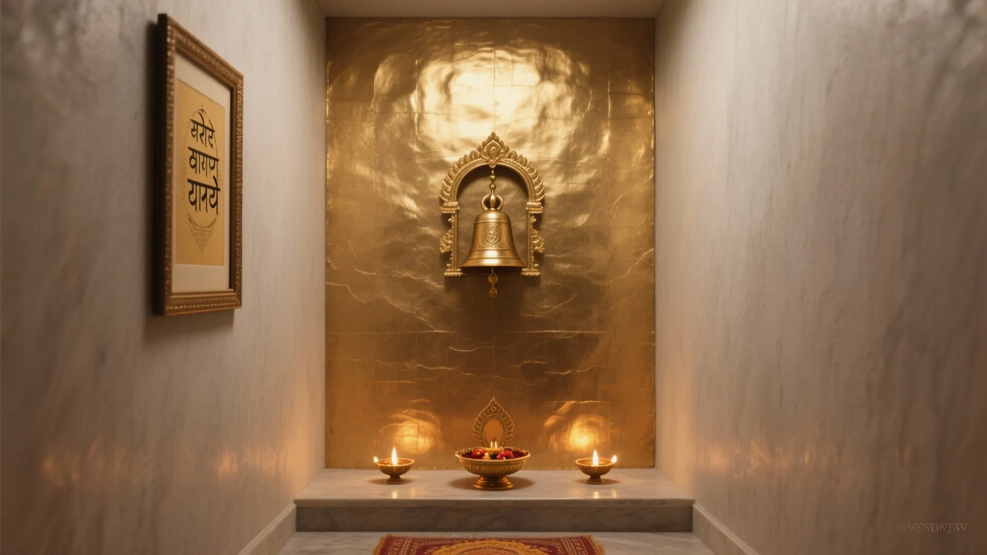 Muted Gold Accent Wall (Metallic Wash, Not Mirror Shine)