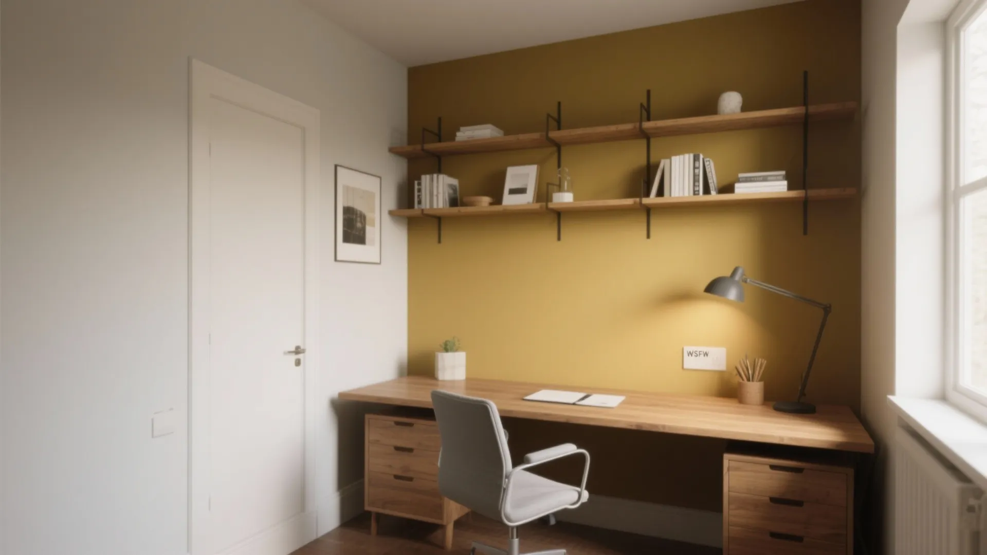 4. Muted Mustard Accent to Spark Creativity